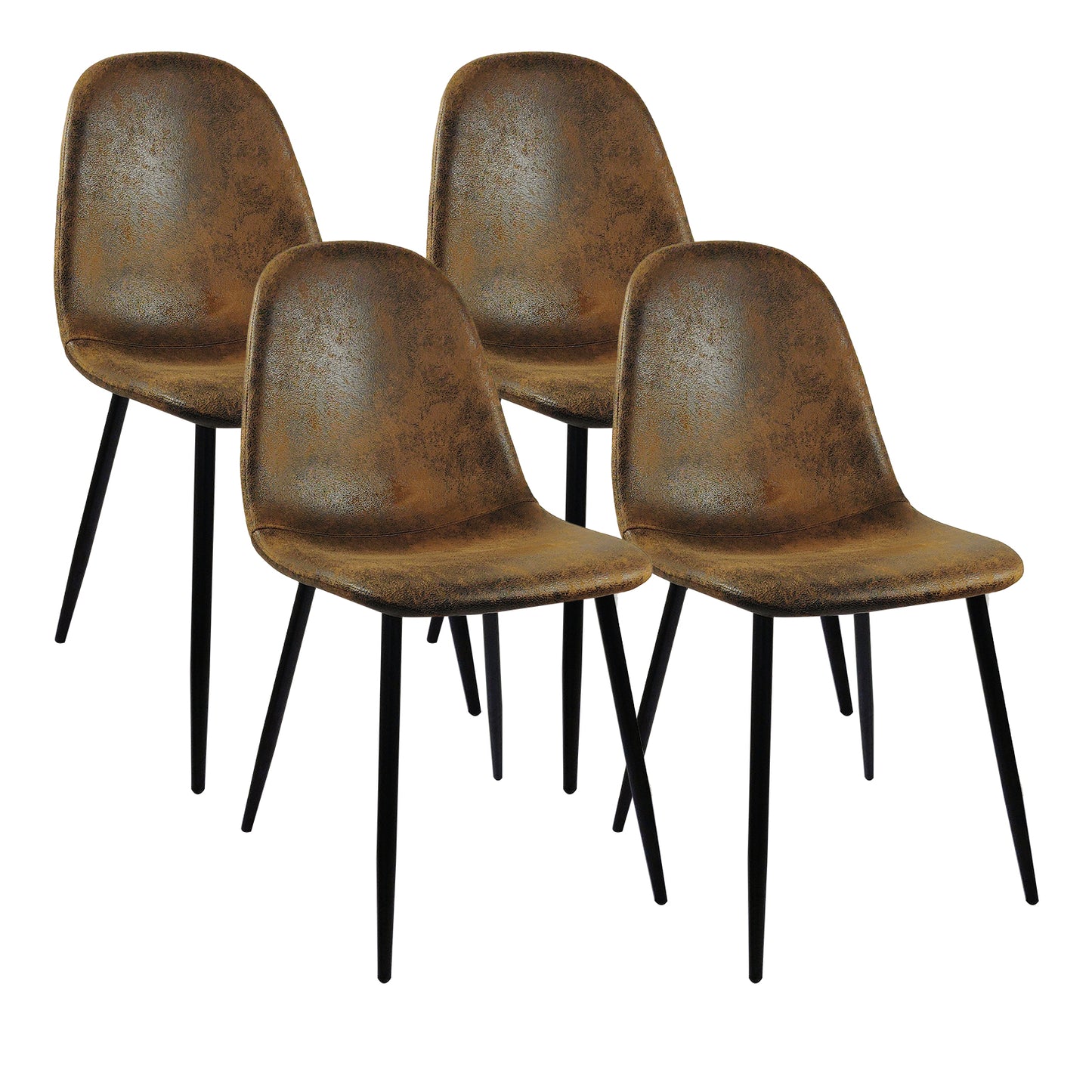 Dining Chairs Set of 4 Modern Accent Chairs with Soft glove suede Fabric Upholstered Seat (Brown)