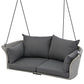 2-Person Hanging Seat, Rattan Woven Swing Chair, Porch Swing With Ropes, Gray Wicker And Cushion