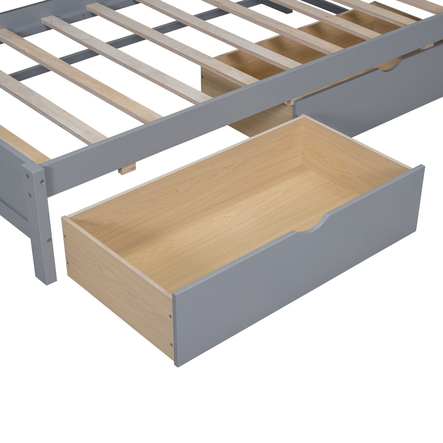 Wooden Twin Size DayBed with 2 Drawers, DayBed with Storage Shelf and USB Charging Ports,Grey