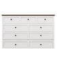 Solid Pine Murphy Bed Chest with Charging Station and Large Storage Drawer for Home Office or Small Room , Queen, White+Walnut