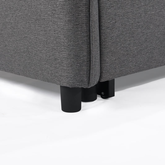 Sofá cama convertible 3 en 1, moderno sofá de dos plazas de tela con cama extraíble, perfecto para espacios pequeños, color gris