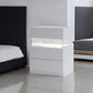 LED bedside table, bedroom, three drawers, dressing table, acrylic board, bedside furniture (white)