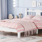 Twin Bed with Column-Decoration Headboard, with Bed Slats,White