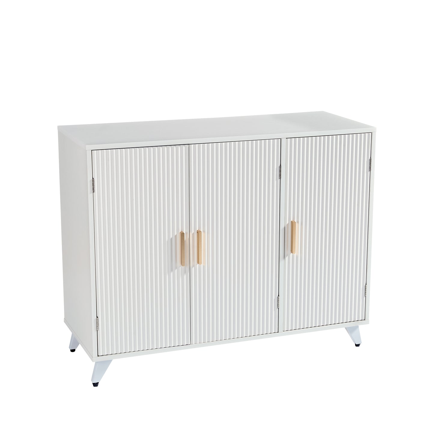 Sideboard Buffet Cabinet with Wavy Texture, White Accent Design for Modern Kitchens and Living Rooms