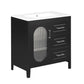 Bathroom Vanity with Sink, Bathroom Vanity Cabinet with Two Drawers and Door, Adjustable Shelf, Solid Wood and MDF, Black