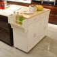 Kitchen Island and Cart, Mobile Design with Rubber Wood Leaf Countertop and Storage Cabinet