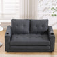 Three in one soft cushion cushion cushion sofa, folding mattress sofa bed, with side pockets and cup holder, dark gray