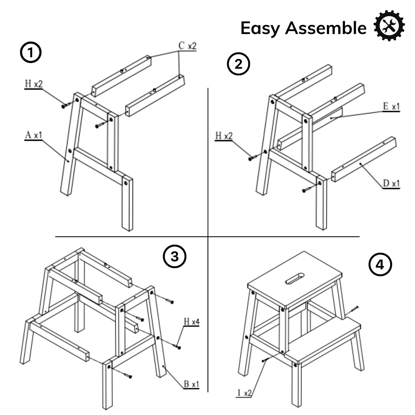 Acacia Wood Two-Step Stool, Small Rectangle Design for Functional Use