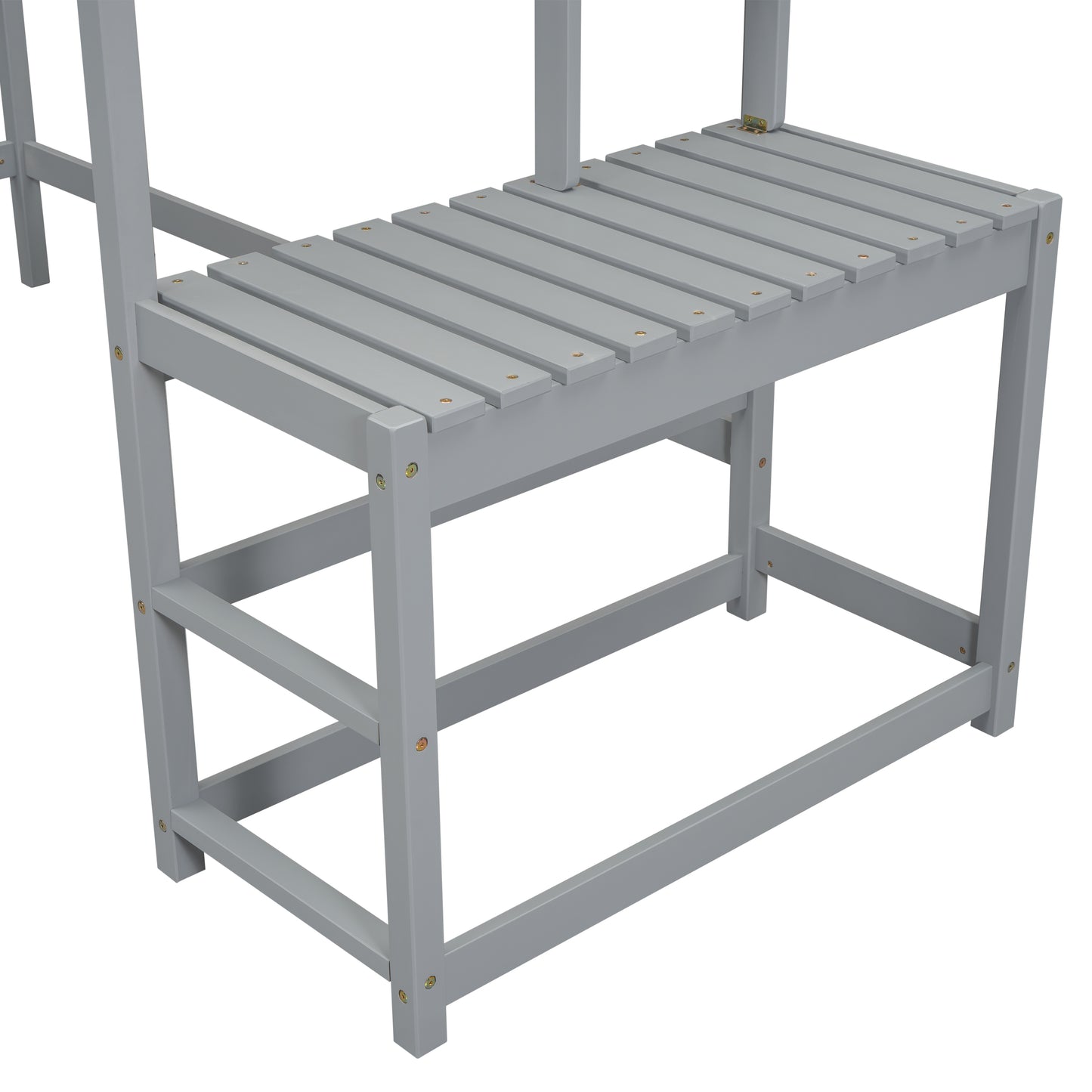 Twin High Loft Bed with Ladder landing Platform, Ladders, Guardrails,Grey