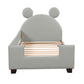 Twin Size Upholstered Daybed with Carton Ears Shaped Headboard  Grey