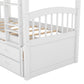 Twin over Twin Wood Bunk Bed with Trundle and Drawers White