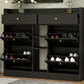 ONTREND modern shoe cabinet with 4 flipped drawers, multifunctional double-layer shoe storage with drawers, black.