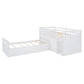 L-shaped Space-Saving Twin Loft and Twin Platform Bed with 7 Drawers and Full Guardrails(WHITE)