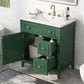 30" Bathroom Vanity with Sink Top, Solid Wood Cabinet with Door and Two Drawers, Green