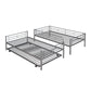 Twin-Over-Twin Metal Bunk Bed With Trundle Can be Divided into two beds No Box Spring needed White