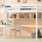 Twin Loft Bed with built-in desk and bookcase of three compartments, Guardrails and Ladder,White