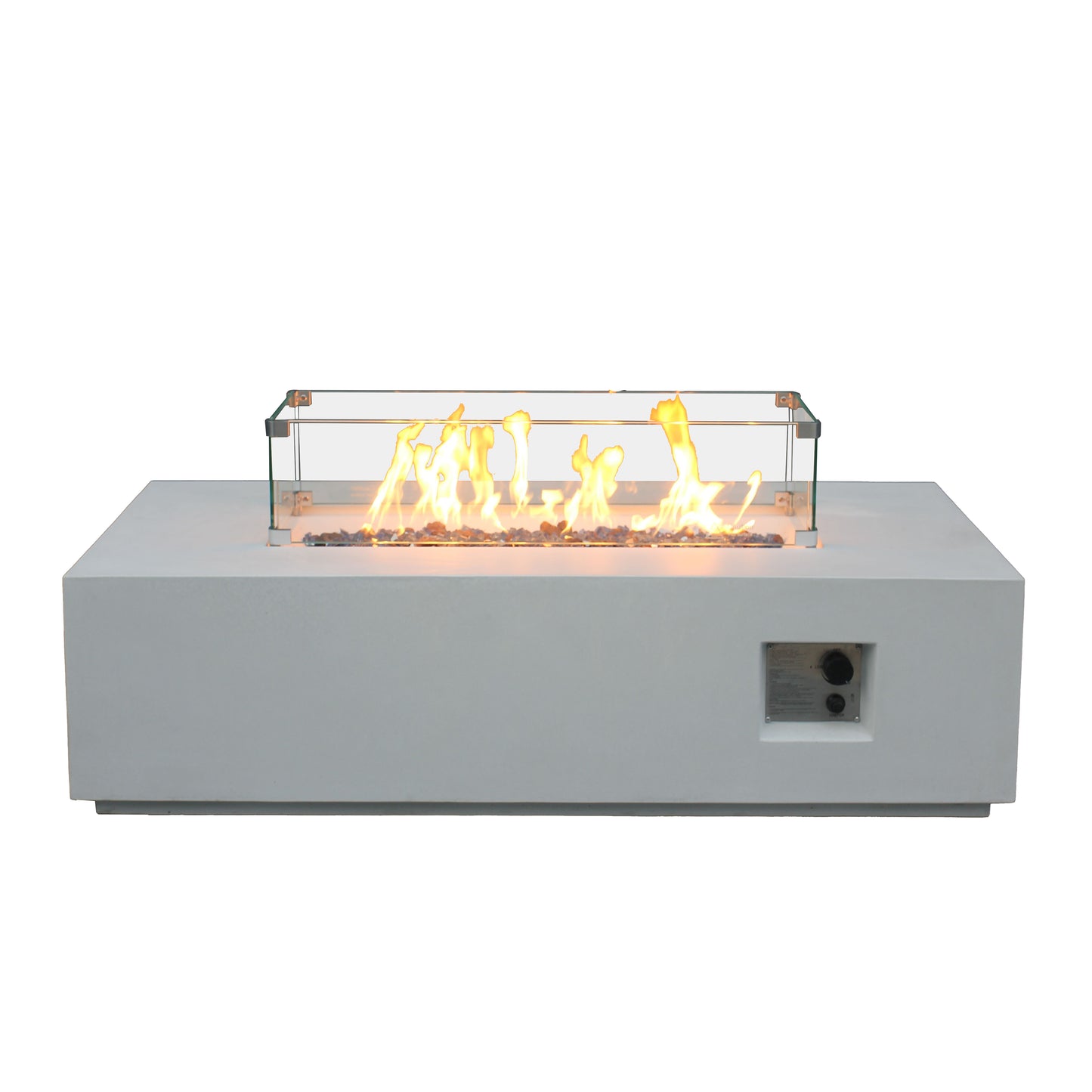 52 Inch Outdoor Concrete Propane gas rectangle Fire Pit table in Antique white color