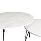 27.56'' Round Nesting Coffee Table Set of 2, Circular Nesting End Table Set Sturdy Metal Base for Living Room, bedroom, White