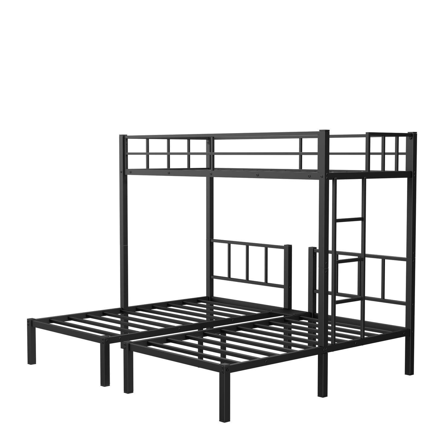 Twin over Twin & Twin Bunk Beds for 3, Twin XL over Twin & Twin Bunk Bed Metal Triple Bunk Bed, Black