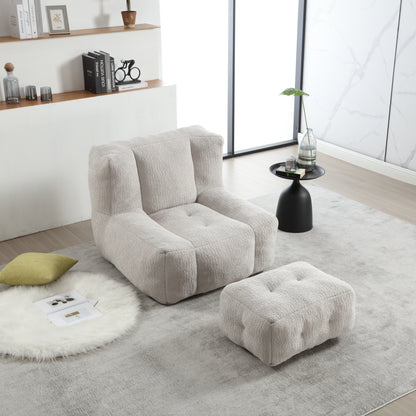 Fluffy bean bag chair Super soft couch chair with memory foam and footstool Indoor modern focus bean bag chair