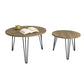 27.56'' Round Nesting Coffee Table Set of 2, Circular Nesting End Table Set  Sturdy Metal Base for Living Room, bedroom, Brown