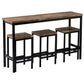 TOPMAX Counter Height Extra Long Dining Table Set with 3 Stools, Pub Kitchen Set in Brown