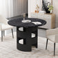 Modern Round Dining Table with Printed Black Marble Table Top for Dining Room