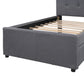 Linen Upholstered Platform Bed With Headboard and Two Drawers Twin