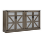 65-Inch Slate Gray Faux Rattan Sideboard with Barn Doors, 4-Door Storage for Living Rooms and Bedrooms