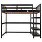 Full Size Loft Bed with Storage Shelves and Under-bed Desk  Espresso