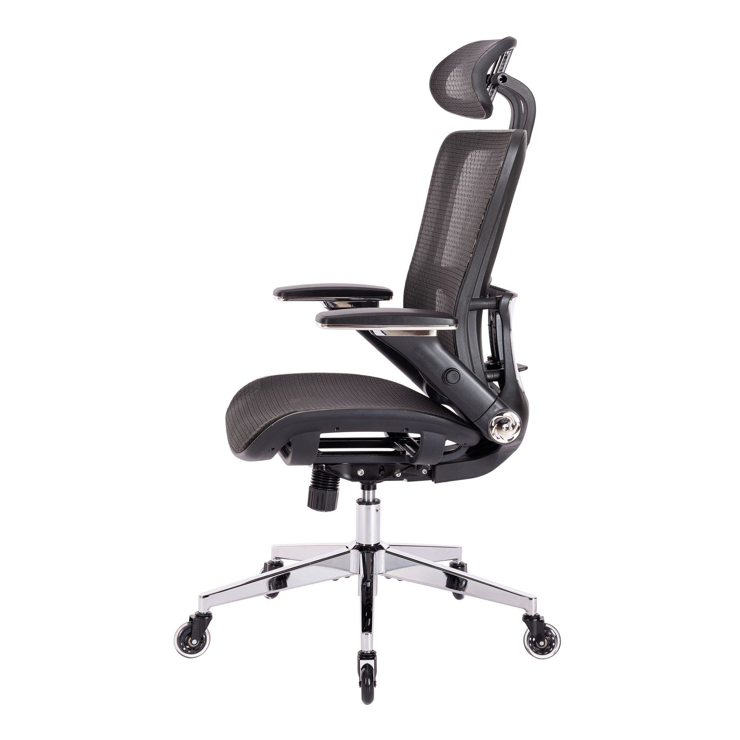 BLACK Ergonomic Mesh Office Chair High Back - Adjustable Headrest with Flip-Up Arms