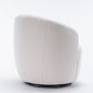 Teddy Fabric Swivel Accent Armchair with Black Powder-Coated Metal Ring, Ivory White Finish