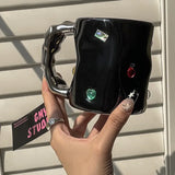 Taza de lujo, taza indefinida, taza con gemas, taza con gemas estilo Spice Girl, taza de cerámica para agua, taza de café original pequeña, taza para amantes