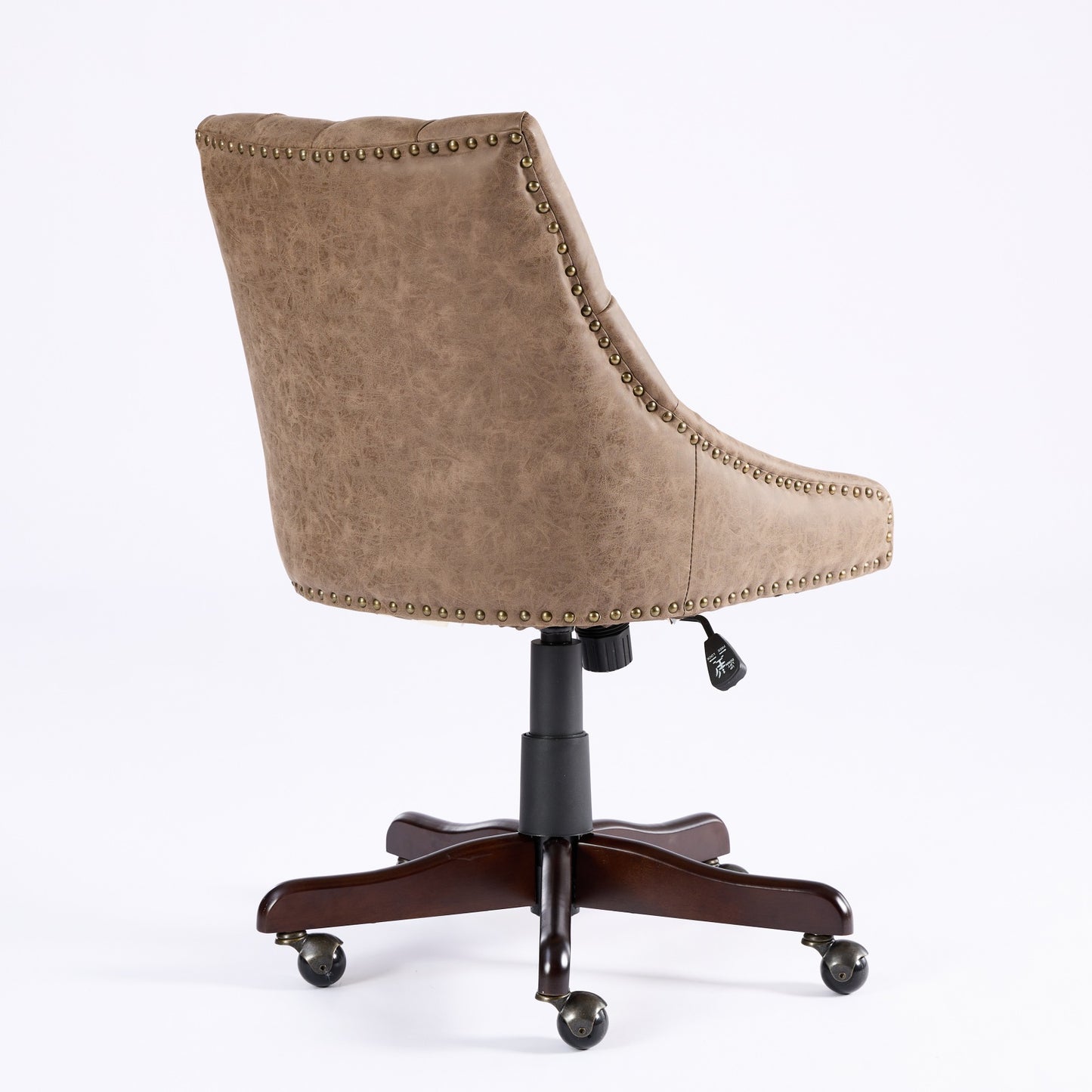 Medieval retro style sheepskin patterned home office chair with lifting, rotating, and tilting functions, brown