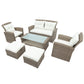 U-Style 4-Piece Patio Furniture Set, All-Weather Wicker Sectional Sofa with Ottoman and Cushions