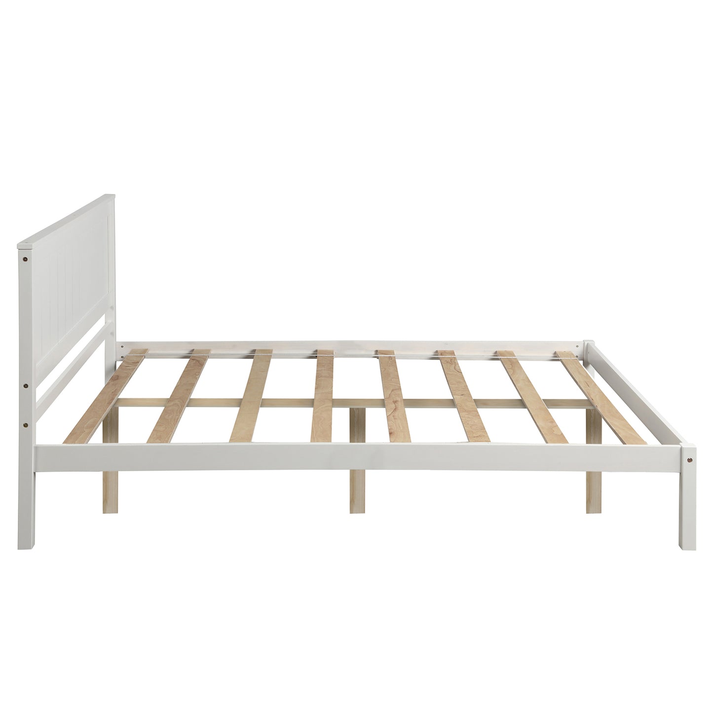 Platform Bed Frame with Headboard   Wood Slat Support  No Box Spring Needed  Full White