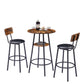 Round bar stool set with shelf upholstered stool with backrest Rustic Brown 23.62'' W x 23.62'' D x 35.43'' H