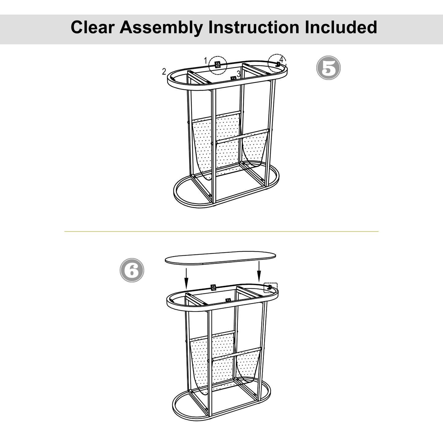 Glass Oval Small Side Tables Living Room Small Space With Magazines Organizer Storage Space (Set of 2)