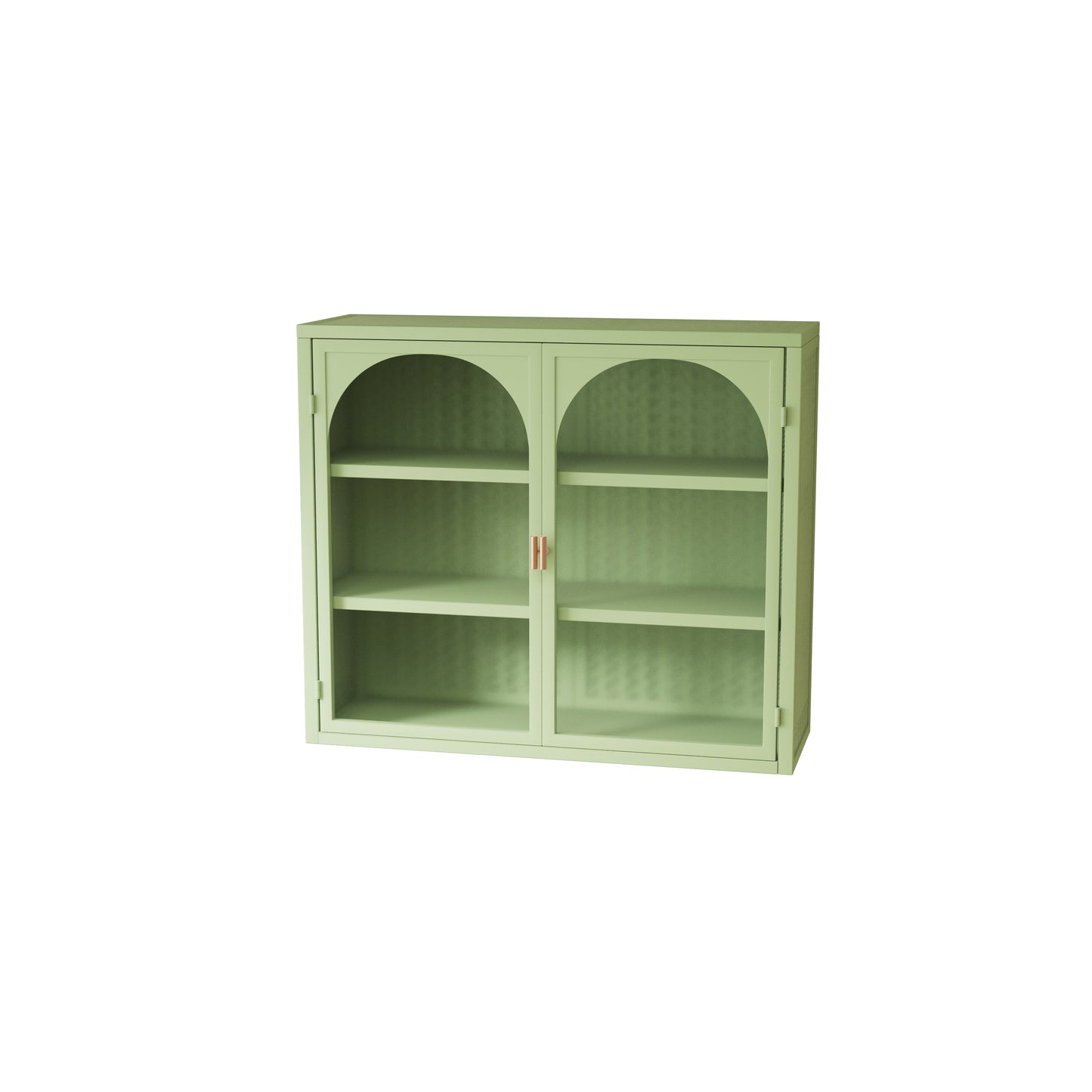 Glass Doors Modern Two-door Wall Cabinet with Featuring Three-tier Green