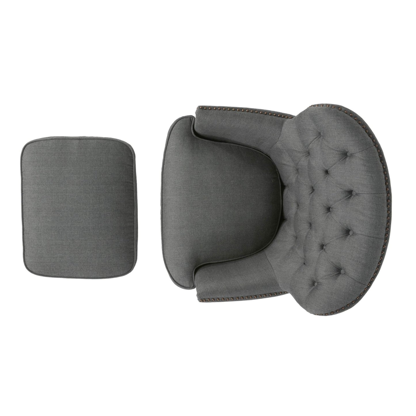 Sillón club moderno de tela gris y conjunto otomano, elegante sillón acolchado para salas de estar