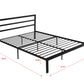 Queen Size Metal Bed Frame with Headboard Black