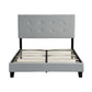 Full Size Upholstered Platform Bed Frame with pull point Tufted Headboard Strong Wood Slat Support Gray