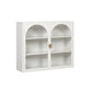 Glass Doors Modern Two-door Wall Cabinet with Featuring Three-tier Storage White