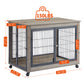 Furniture Style Dog Crate Side Table on Wheels with Double Doors and Lift Top.Grey,38.58''w x 25.5''d x 27.36''h