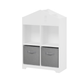 Kids Dollhouse Bookcase with Storage 2-Tier Storage Display Organizer (White/Gray)