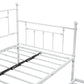 Metal double bed with ear shaft/sturdy/noise reduction/flexible ear shaft/retro style/no need for spring box (LIGHT GREY)