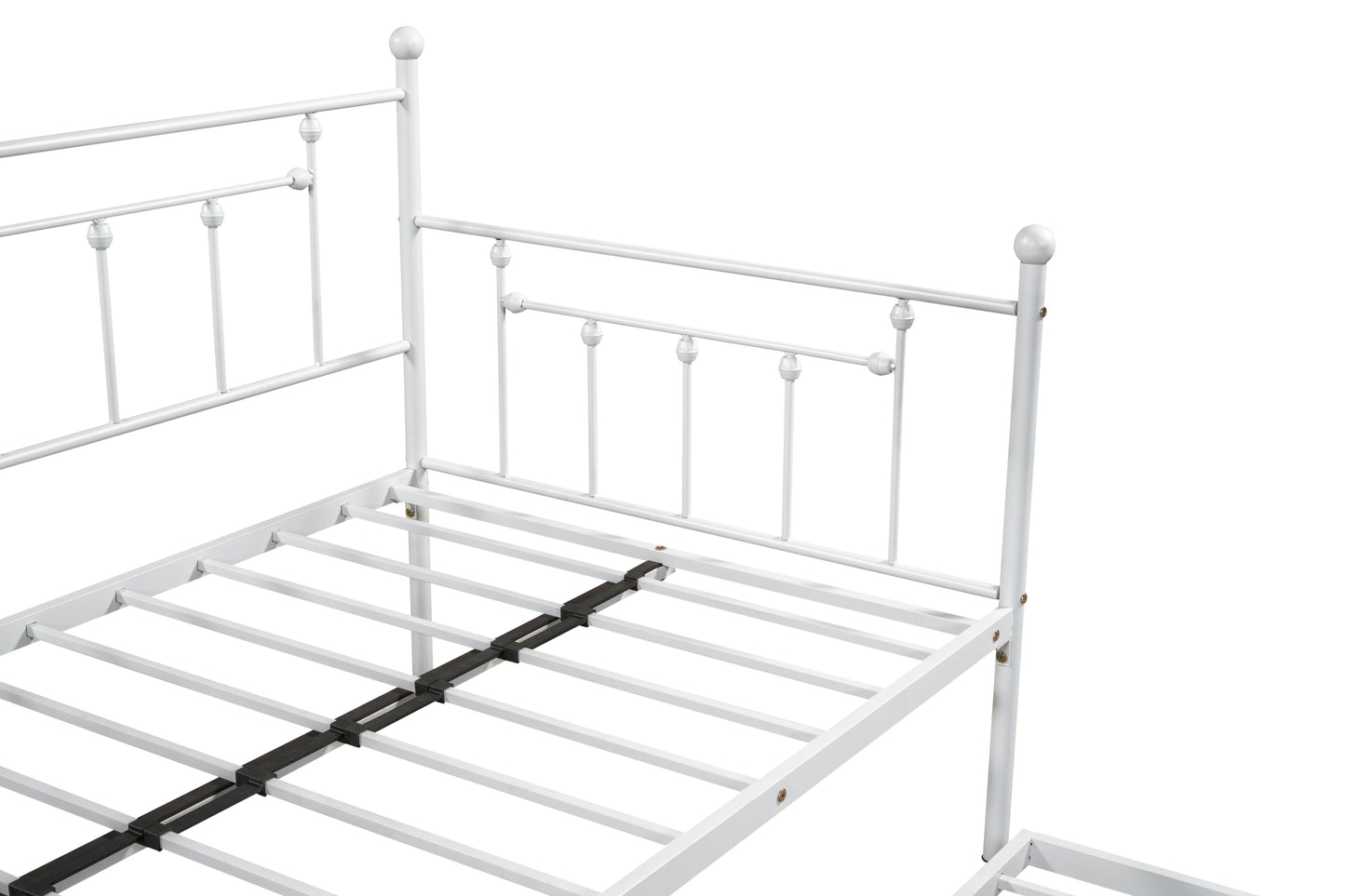 Metal double bed with ear shaft/sturdy/noise reduction/flexible ear shaft/retro style/no need for spring box (LIGHT GREY)