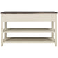 Retro Design Console Table with Two Open Shelves, Pine Solid Wood Frame and Legs, Espresso and Beige Finish