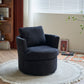 Rotating bucket chair living room comfortable circular sofa chair 360 degree rotating bucket chair armchair (black)