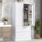 Tall Bathroom Storage Cabinet with Two Doors and Drawers, Adjustable Shelf, MDF Board, White Finish